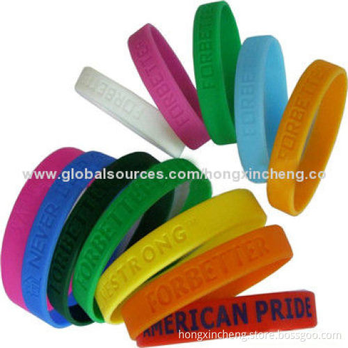 G-2014 Customized Promotional Silicone Wristbands/Bracelets, Environment-friendly